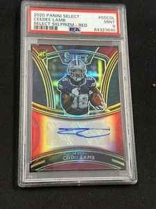 2020 Panini Select CeeDEE Lamb Signature SS-CDL Prizm Red 17/25 PSA 9