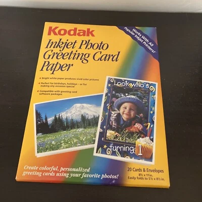 Kodak Inkjet Photo Greeting Card Paper & Envelopes 20 Count, NOB - Image 1 of 2