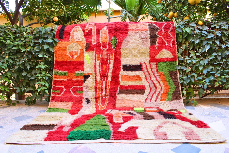 Alfombra marroquí hecha a mano 4x6, alfombra bereber colores, alfombra boho colorida, alfombra boujaad Foto 1 de 4