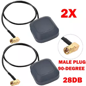 2x GPS Active Antennas 90° SMA Male Plug 28dB With Magnetic Mount 0.5 Meter US - Picture 1 of 12