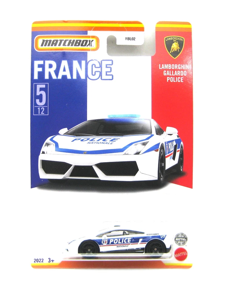 Matchbox Lamborghini Gallarco Police France weiß blau 1:64 - Bild 1 von 1