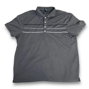 VINTAGE 80s Le Tigre Short Sleeve Polo Shirt Tiger Mens LARGE Grey Striped - Picture 1 of 4