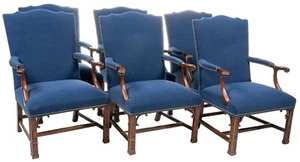 (6) ELEGANT CONNOISSEUR (USA) ROCKWOOD CHIPPENDALE ARM CHAIRS, CARVED LEGS - Picture 1 of 10