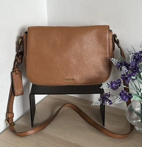Fossil Tan Brown Pebbled Leather Shoulder Flap Over Crossbody Bag - Picture 1 of 22