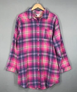 Camisa de pijama Sonoma para mujer XL rosa túnica a cuadros ropa de dormir abotonada manga larga - Imagen 1 de 12