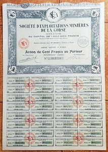 La Corse - Siège à Paris - Déco avec la Carte de Corse Secteur des Mines de 1928 - Picture 1 of 2