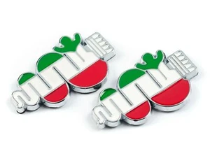 Pair of Alfa Romeo Fender Badges Italian Flag Snake Chrome Sticker Color Enamel - Picture 1 of 8