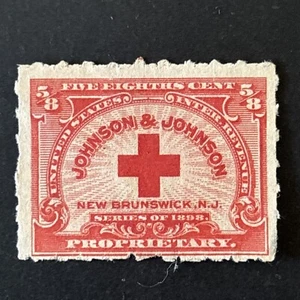 54622 US Stamp 1898 JOHNSON JOHNSON RED CROSS NEW BRUNSWICK NJ 5/8C PROPRIETARY - Picture 1 of 2