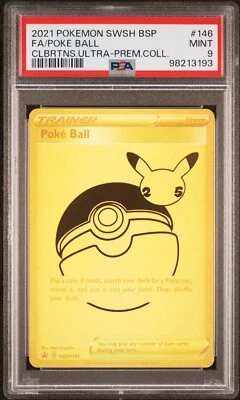 PSA 9 - 2021 Pokemon Celebrations Ultra-Premium UPC Full Art POKE BALL #146 QTY - Image 1 of 2