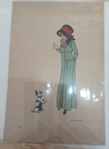 EDOUARD TOURAINE élégante au chien imprimé par DEVAMBEZ 1910 - Imagen 1 de 1