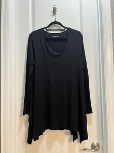 Top túnica Soft Surroundings negro grande manga larga cuello redondo dobladillo asimétrico - Imagen 1 de 5