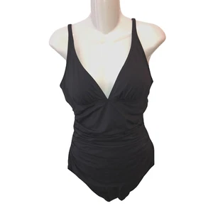 Tommy Bahama Womens Size 12 Black Ruched One Piece Bikini Tankini Swimsuit - Picture 1 of 8