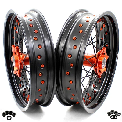 Ободы колес KKE 17 дюймов Supermoto подходят для KTM EXC XCF XCW SX 125-530CC 2003-2025 оранжевые - Изображение 1 из 4