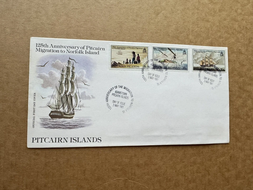 Pitcairn Islands 1981 FDC (58) Pitcairn Migration to Norfolk #203-05 +HMS Moray - Image 1 of 1