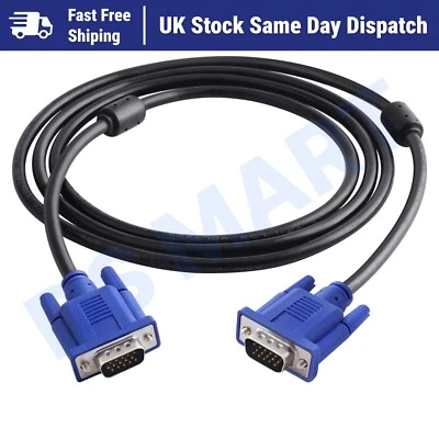 SVGA VGA Monitor Cable MALE TO MALE Blue Lead TRIPLE SHIELDED 15pin FULLY WIRED - Image 1 of 4