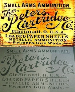 A4 Vintage The Peters Cartridge Co Crate Box Airbrush Stencil Army Ammunition - Picture 1 of 2