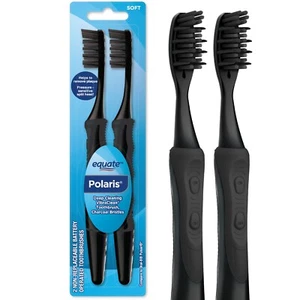 Equate Polaris Deep Cleaning VibraClean Toothbrush with Charcoal Bristles 2 Coun - Picture 1 of 4