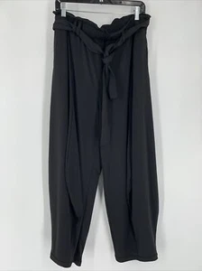 Anthropologie Black Wide Leg Pants Trousers Harem Genie Tie Paper bag Waist Sz L - Picture 1 of 12