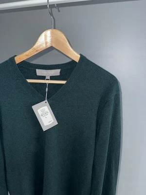 Men's L True Green Sweater 100% Cashmere Long Sleeve Neiman Marcus V-neck $295 - Image 1 of 4