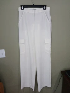 Express High Rise Size 6 White Trouser Pants Work Dressy Wide Leg Side Pockets - Picture 1 of 12