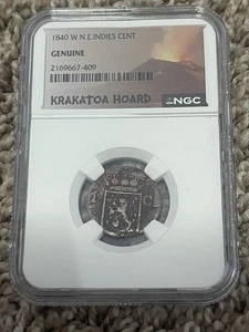 1840 W N.E. Indies Cent Krakatoa Hoard, NGC Certified Genuine - Picture 1 of 3