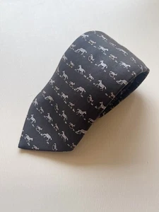 HERMES Silk Tie - Horse & Rocking Horse Pattern (Black, Gray, Pink) - Picture 1 of 7