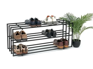 Schuhregal Metall Schwarz 3 Ebenen 96552 Schuhablage Schuhständer Modern Stabil - Bild 1 von 7