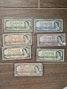 1954 canadian banknote set - *RARE FULL* DEVILS FACE SET - WELL circulated bills - Picture 1 of 15