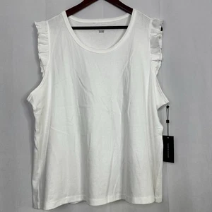 Tommy Hilfiger Blouse Tank Top Ruffle Summer Womens Casual White Flutter 2XL - Picture 1 of 8