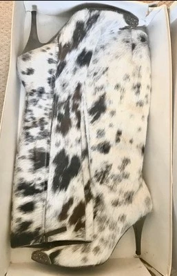 Fashion Statement STILETTO RUSSELL & BROMLEY BOOTS Size 6 Ladies High Pony Skin - Image 1 of 2