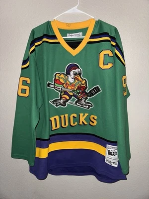 Camiseta deportiva de hockey Charlie Conway MightyDucks #96 Headgear clásica película auténtica XL Foto 1 de 4