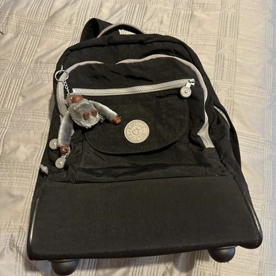 Kipling Saana Rolling Backpack  Black Lightweight Travel School Book Bag - Image 1 of 4
