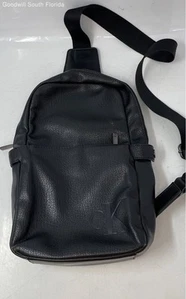 Calvin Klein Womens Black Leather Inner Pockets Adjustable Strap Mini Backpack - Picture 1 of 6
