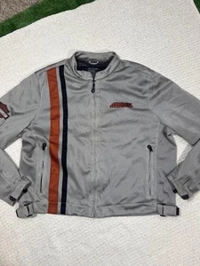 Harley-Davidson Jacket Mens XL Gray Mesh Riding Motorcycle Zip Pockets Stripe - Picture 1 of 14