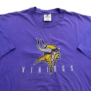 Vintage 90s Logo Athletic Minnesota Vikings Graphic Shirt Size 2XL NFL Football - Picture 1 of 6