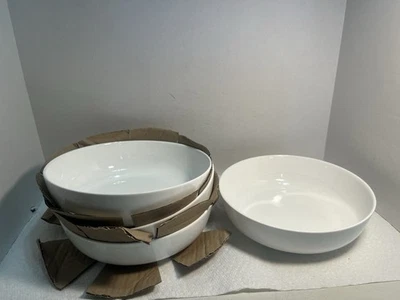 4–Mikasa Samantha White Fine Bone China Ceramic Porcelain 8” Pasta Bowls 2841 - Image 1 of 4