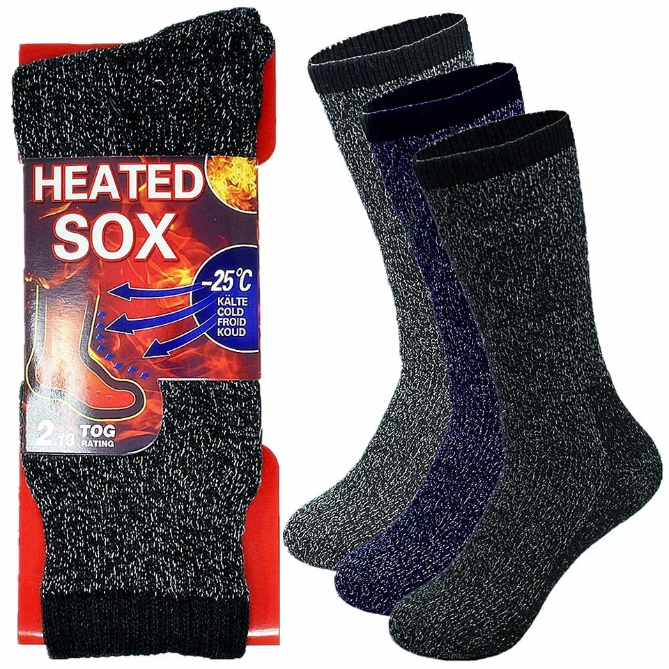 3 Pairs Men's Winter Heavy Duty Heated SOX Thermal Socks Insulated Boots 10-13 - Image 1 of 4
