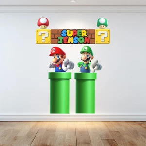 Super Mario and Luigi out of Pipes Personalized Name on Blocks Room Decoration - Picture 1 of 3
