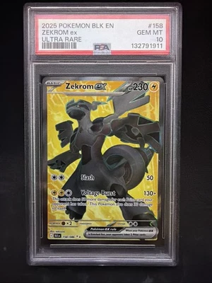 2025 POKEMON BLK EN-BLACK BOLT ULTRA RARE #158 ZEKROM EX PSA 10 - Image 1 of 2