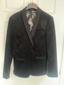 Brand New Next Men's Skinny Fit Black Velvet Blazer - Picture 1 of 5