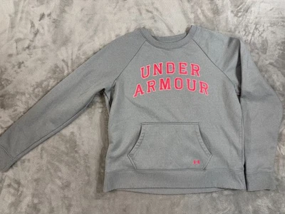 Under Armour ColdGear Sweatshirt Womens XL Gray Kangaroo Pocket Polyester Stains - Image 1 of 4