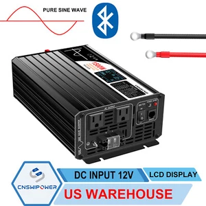 Solar Pure Sine Wave Power Inverter 12v 110v 1500W Remote Switch Bluetooth - Picture 1 of 7