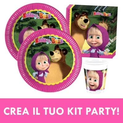 Kit Festa Compleanno Masha e Orso per Bimbo Bimba CREA IL TUO SET PARTY