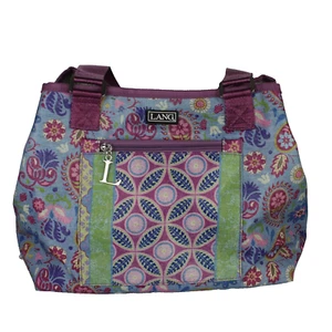 Lang Orchid Ikat Lunch Tote by Suzanne Nicoll Paisley Thermal-Insulated Purse - Picture 1 of 12