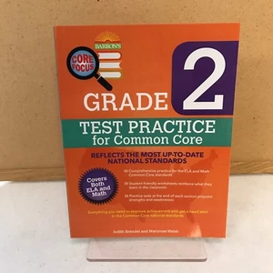 Barron's Grade 2 Test Practice for Common Core Covers ELA and Math, New - Picture 1 of 9