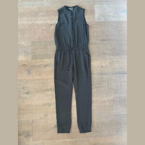 vince SIZE 4 sleeveless button waistband tie tapered jumpsuit s small