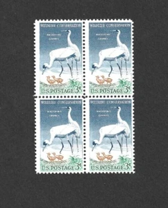 US Stamp 1098 BLOCK Wildlife Conservation CRANES 3c MINT NH OG FREE SHIP - Picture 1 of 1