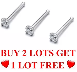 3 Tiny Sterling Silver Clear 1.5mm nose Studs with Ball End ❤️ - Picture 1 of 1