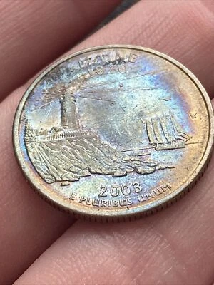 2003 D Maine State Quarter Actual Coin Beautiful Exquisite Rainbow Tone! TK5406* - Image 1 of 4