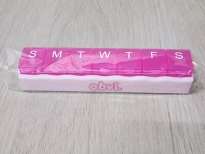NEW: OBVI - PILL ORGANISER - 7 DAY PINK AND WHITE PILL STORAGE BOX - Picture 1 of 3